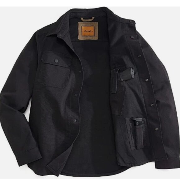 Concealed Carry Flannel Lined Canvas Shirt Jacket - Black | Medium - Picture 1 of 11